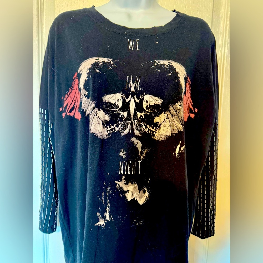 RELIGION Black Graphic ‘We Fly at Night’ Long Sleeve Tee